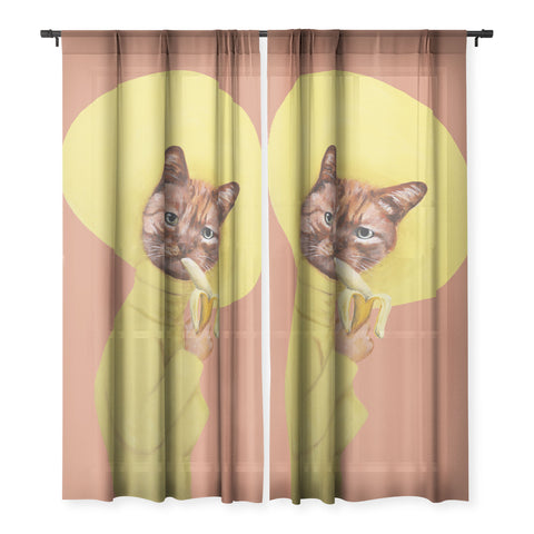 Coco de Paris Cat eating banana Sheer Non Repeat