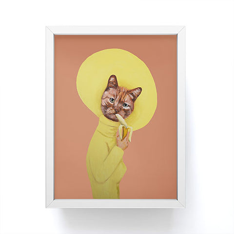Coco de Paris Cat eating banana Framed Mini Art Print