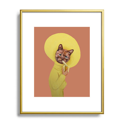 Coco de Paris Cat eating banana Metal Framed Art Print
