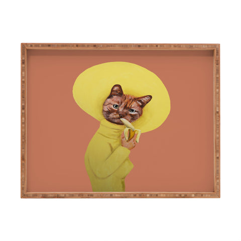 Coco de Paris Cat eating banana Rectangular Tray