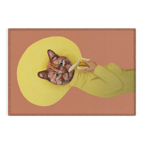 Coco de Paris Cat eating banana Outdoor Rug