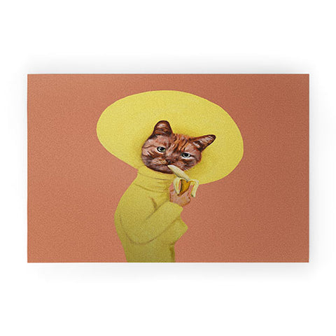 Coco de Paris Cat eating banana Welcome Mat