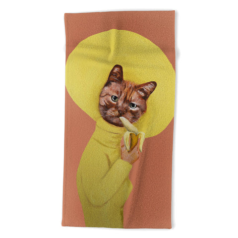 Coco de Paris Cat eating banana Beach Towel