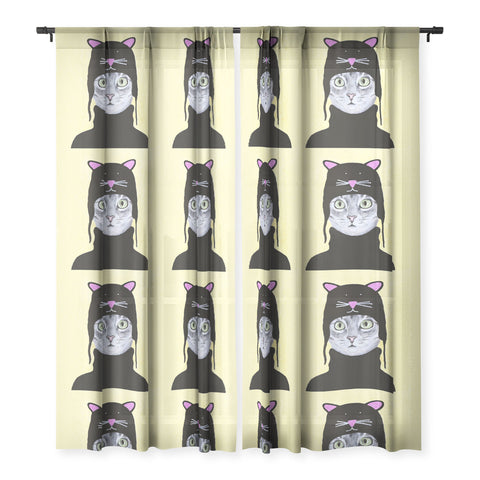 Coco de Paris Cat with cat cap Sheer Window Curtain