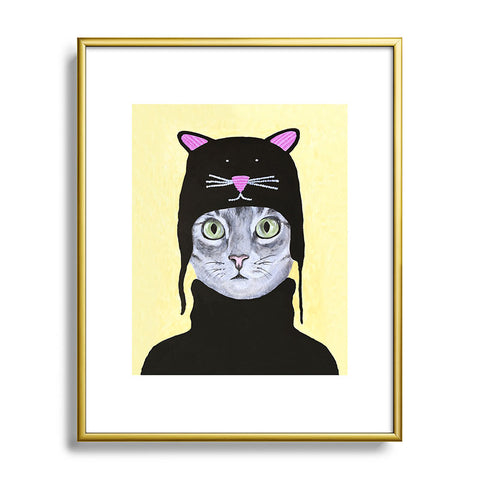 Coco de Paris Cat with cat cap Metal Framed Art Print