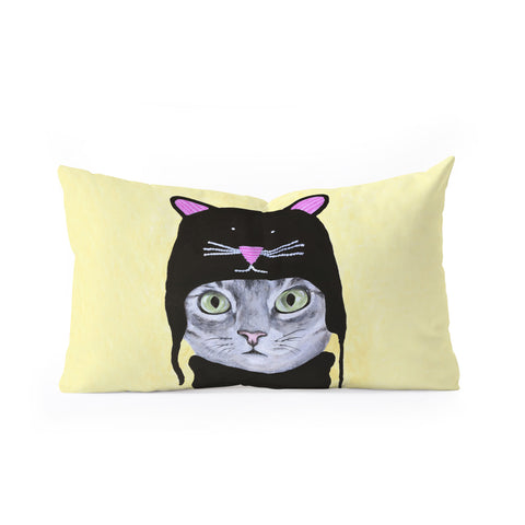 Coco de Paris Cat with cat cap Oblong Throw Pillow