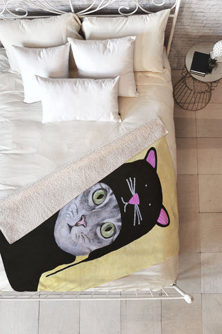Coco de Paris Cat with cat cap Fleece Throw Blanket