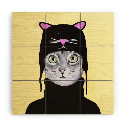 Coco de Paris Cat with cat cap Wood Wall Mural