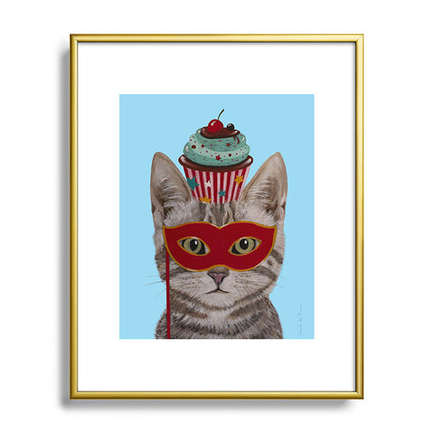 Coco de Paris Cat with cupcake Metal Framed Art Print