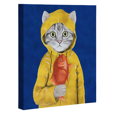 Coco de Paris Cat with fish Art Canvas