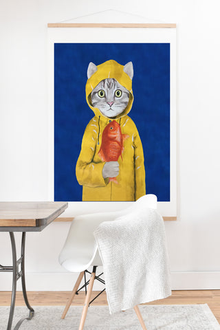 Coco de Paris Cat with fish Art Print And Hanger