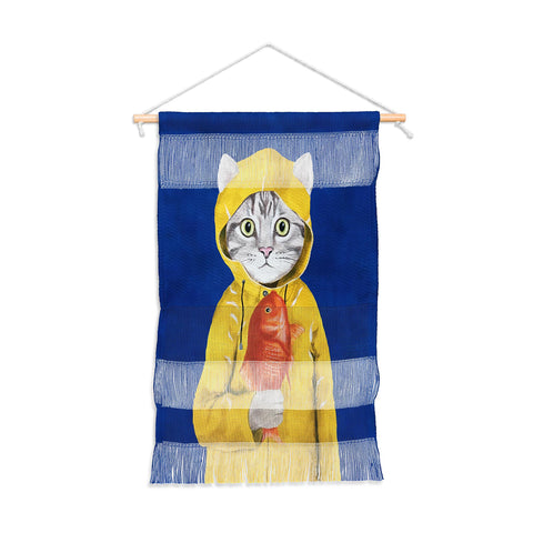 Coco de Paris Cat with fish Wall Hanging Portrait