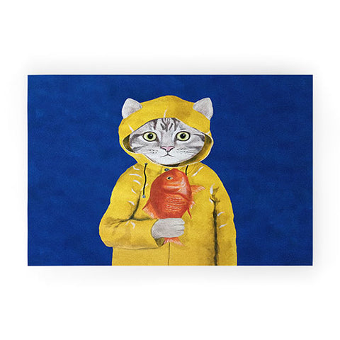 Coco de Paris Cat with fish Welcome Mat