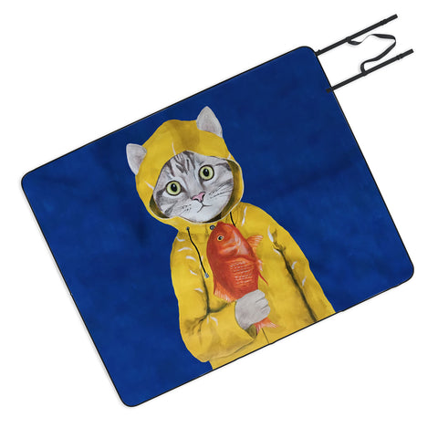 Coco de Paris Cat with fish Picnic Blanket