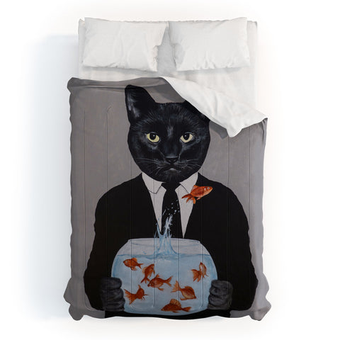 Coco de Paris Cat with fishbowl Comforter