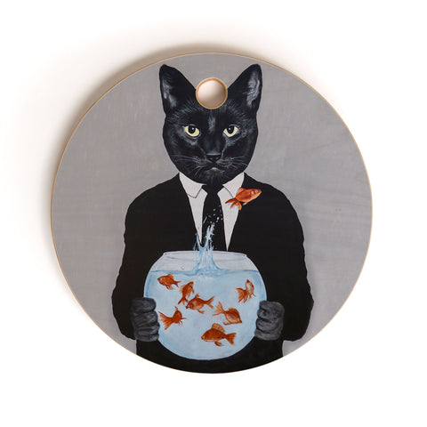 Coco de Paris Cat with fishbowl Cutting Board Round