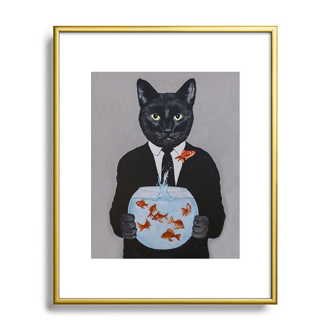 Coco de Paris Cat with fishbowl Metal Framed Art Print