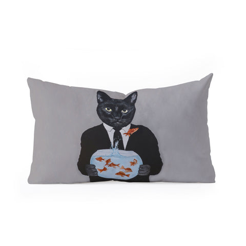Coco de Paris Cat with fishbowl Oblong Throw Pillow