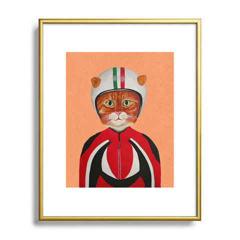Coco de Paris Cat with helmet Metal Framed Art Print