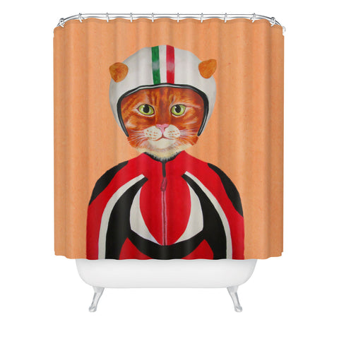 Coco de Paris Cat with helmet Shower Curtain