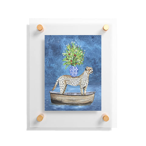 Coco de Paris Cheetah with flowers Floating Acrylic Print