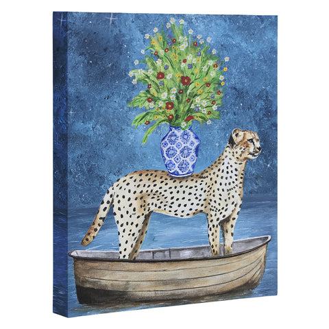 Coco de Paris Cheetah with flowers Art Canvas