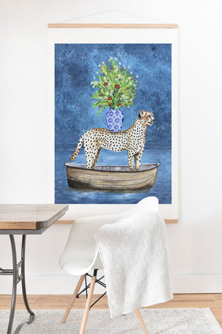 Coco de Paris Cheetah with flowers Art Print And Hanger