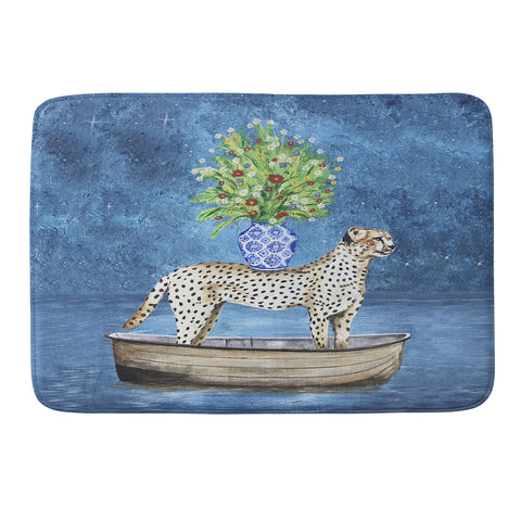 Coco de Paris Cheetah with flowers Memory Foam Bath Mat