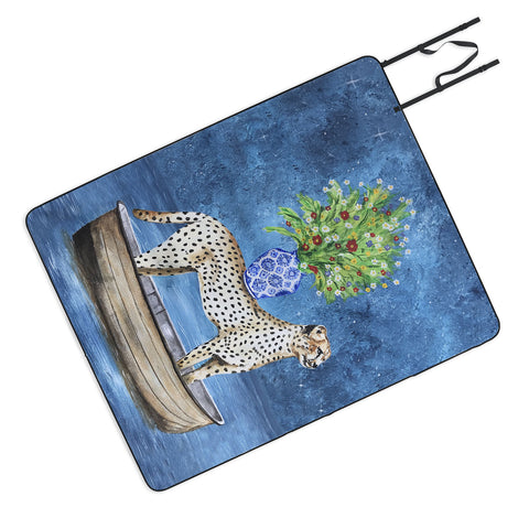 Coco de Paris Cheetah with flowers Picnic Blanket
