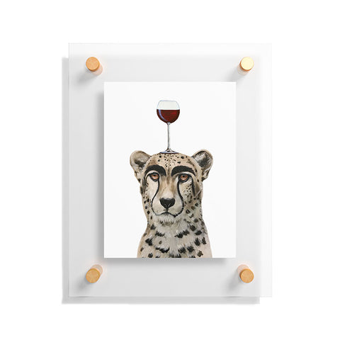 Coco de Paris Cheetah with wineglass Floating Acrylic Print