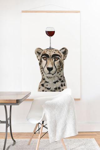 Coco de Paris Cheetah with wineglass Art Print And Hanger
