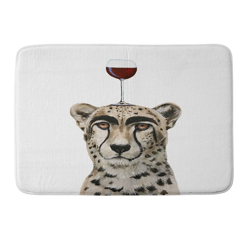 Coco de Paris Cheetah with wineglass Memory Foam Bath Mat