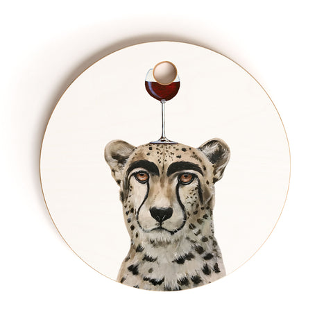 Coco de Paris Cheetah with wineglass Cutting Board Round