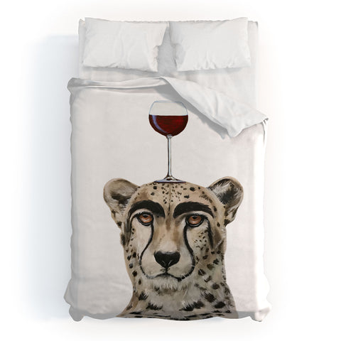 Coco de Paris Cheetah with wineglass Duvet Cover