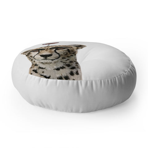 Coco de Paris Cheetah with wineglass Floor Pillow Round