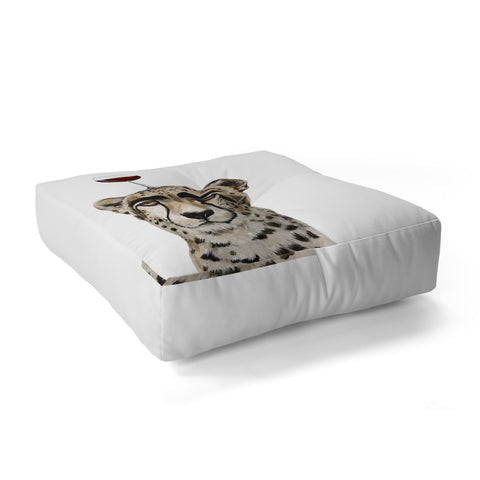 Coco de Paris Cheetah with wineglass Floor Pillow Square