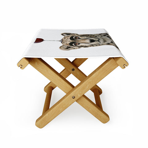 Coco de Paris Cheetah with wineglass Folding Stool