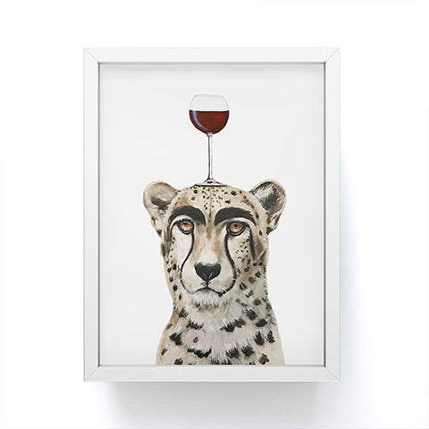 Coco de Paris Cheetah with wineglass Framed Mini Art Print