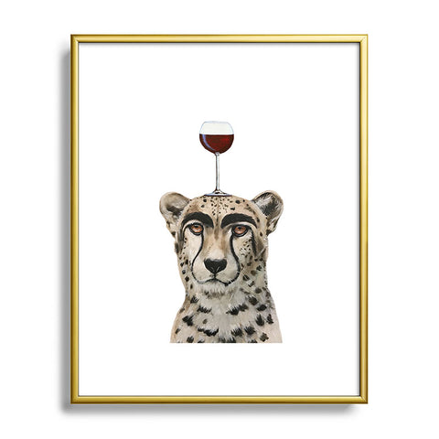 Coco de Paris Cheetah with wineglass Metal Framed Art Print