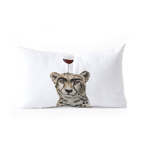Coco de Paris Cheetah with wineglass Oblong Throw Pillow