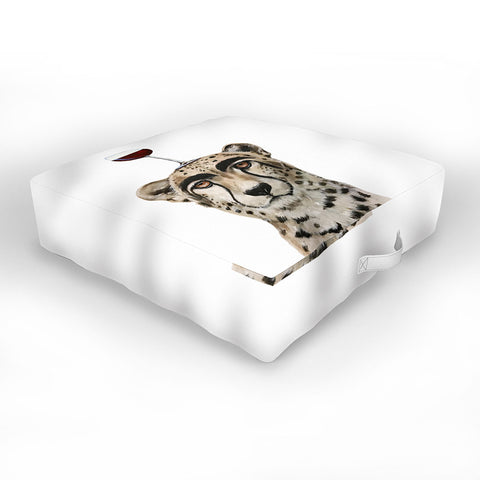 Coco de Paris Cheetah with wineglass Outdoor Floor Cushion