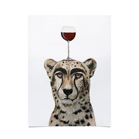 Coco de Paris Cheetah with wineglass Poster