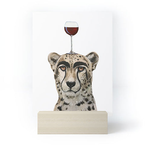 Coco de Paris Cheetah with wineglass Mini Art Print