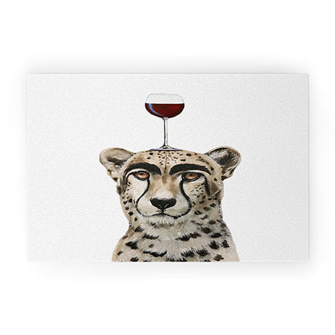 Coco de Paris Cheetah with wineglass Welcome Mat