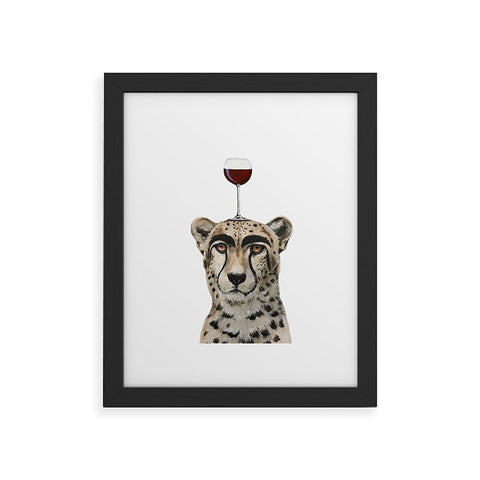 Coco de Paris Cheetah with wineglass Framed Art Print
