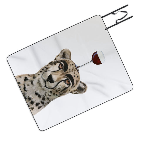 Coco de Paris Cheetah with wineglass Picnic Blanket