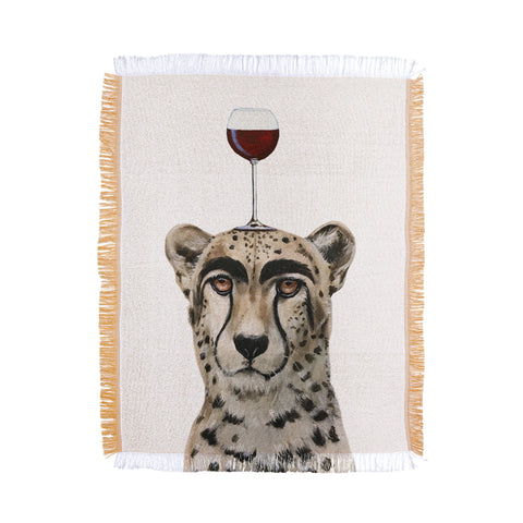 Coco de Paris Cheetah with wineglass Throw Blanket