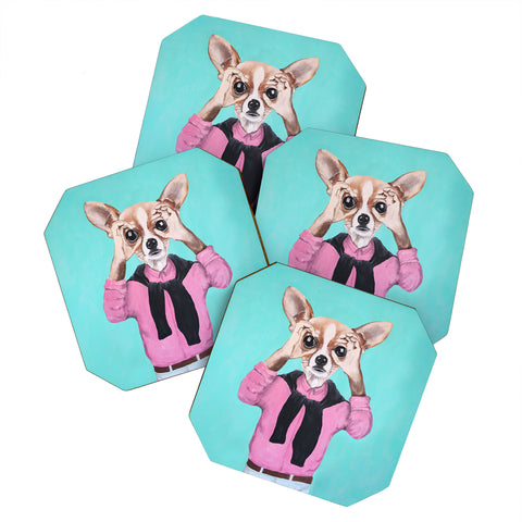 Coco de Paris Chihuahua is looking Coaster Set