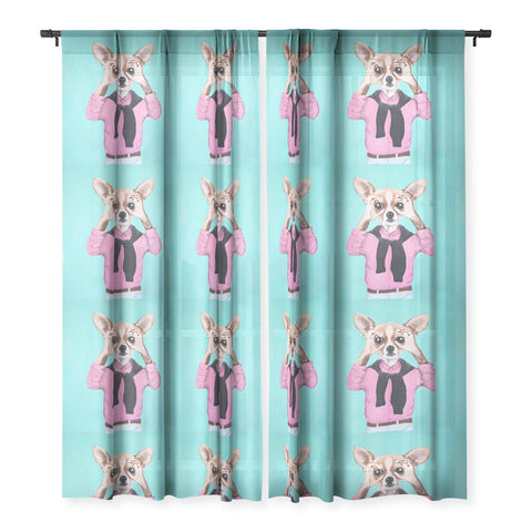 Coco de Paris Chihuahua is looking Sheer Window Curtain