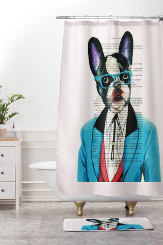 Coco de Paris Clever Bulldog Shower Curtain And Mat